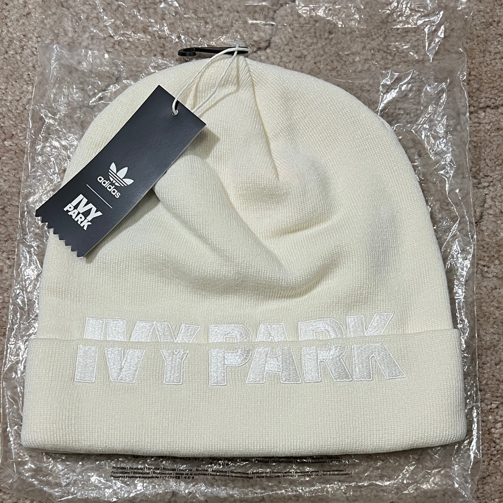 IVY PARK Adidas White Knit Beanie/Toque